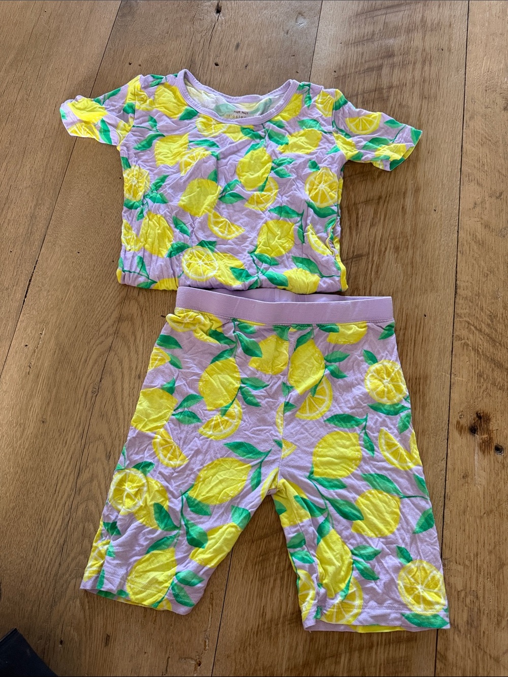 Little Sleepies Lemon Print Pajama Set - Yellow & Light Purple